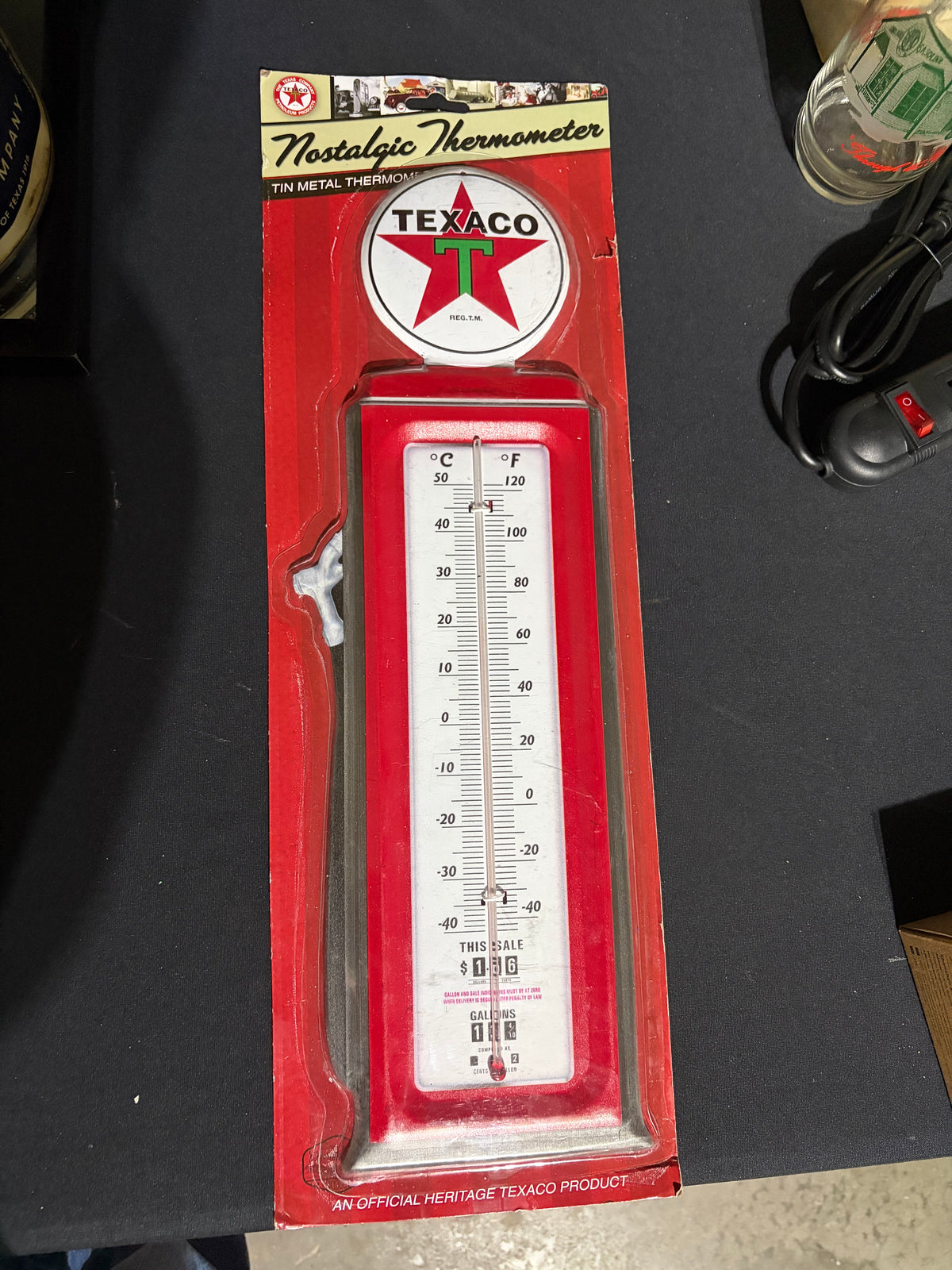 Texaco Large Reproduction Mancave Thermometer