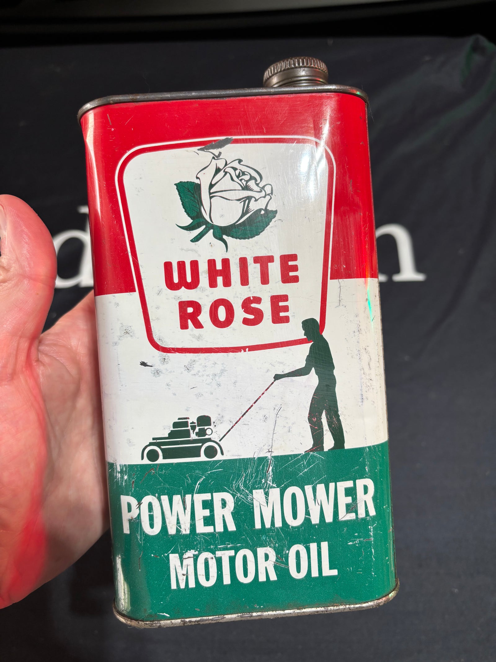 White Rose Outboard Oil and Power Mower Oil Can