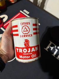 Cities Service Trojan Premium Full Motor Oil Can