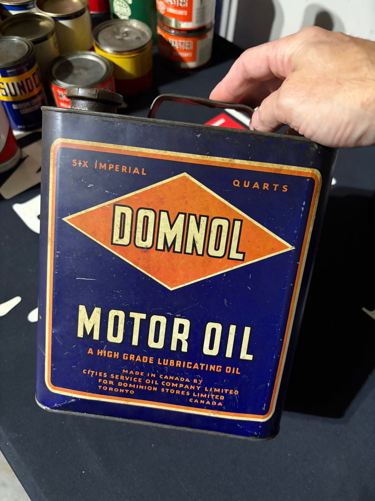 Vintage Domnol 6 Imperial Quart Motor Oil Can