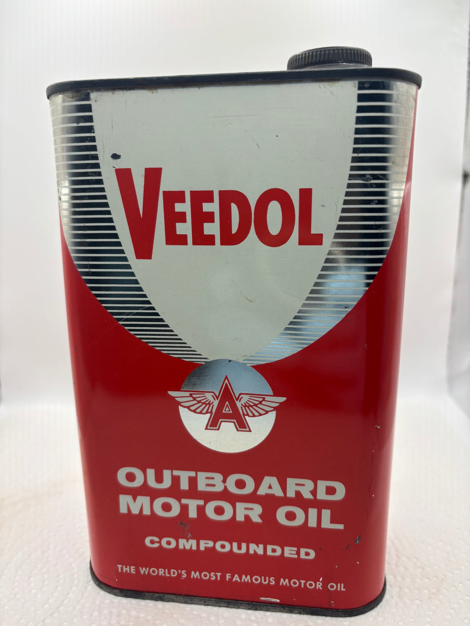 Veedol Flying A Full Outboard oil can