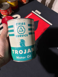 Vintage Cities Service Trojan Full Motor Oil Can
