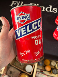 Irving Velco Motor Oil Can (red) rusted bottom