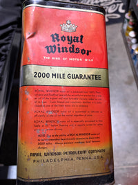 Royal Windsor “The King of Motor Oils” 2 gallon oil can