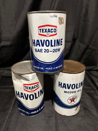 3 Texaco Havoline Oil Cans Full (pressure dents) (Quart) (all 3 for 1 price)