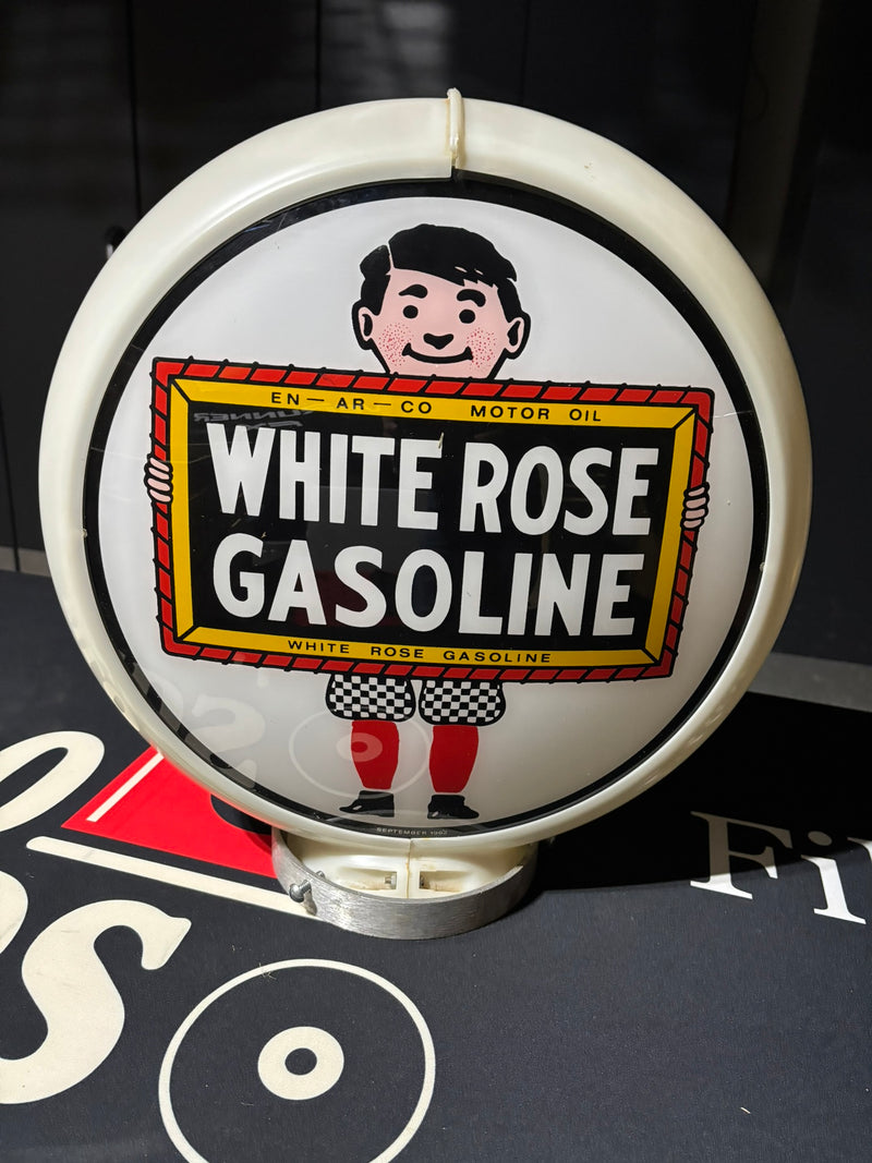 White Rose Gasoline Gas Pump Globe 15″ CLEAN