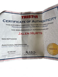 Jalen Hurts Signed Full-Size Replica Helmet – Tristar COA