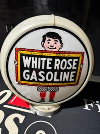 White Rose Gasoline Gas Pump Globe 15″ CLEAN