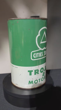 Vintage Cities Service Trojan Metal Full Motor Oil Can