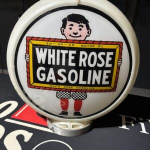 White Rose Gasoline Gas Pump Globe 15" CLEAN